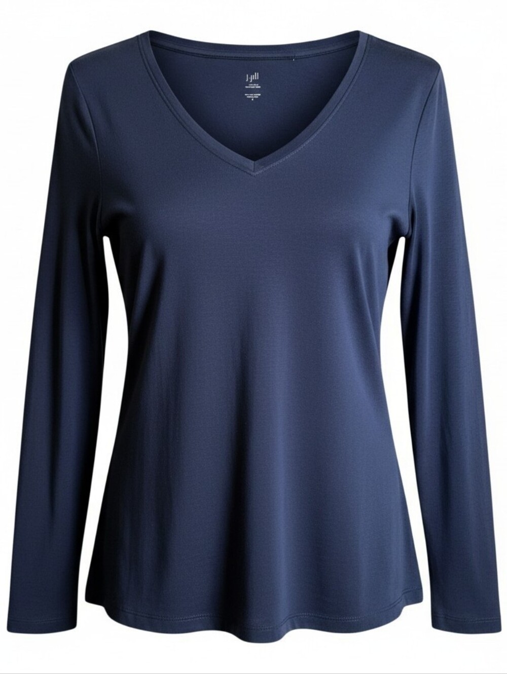 J. Jill Navy V-Neck Long Sleeve Tee